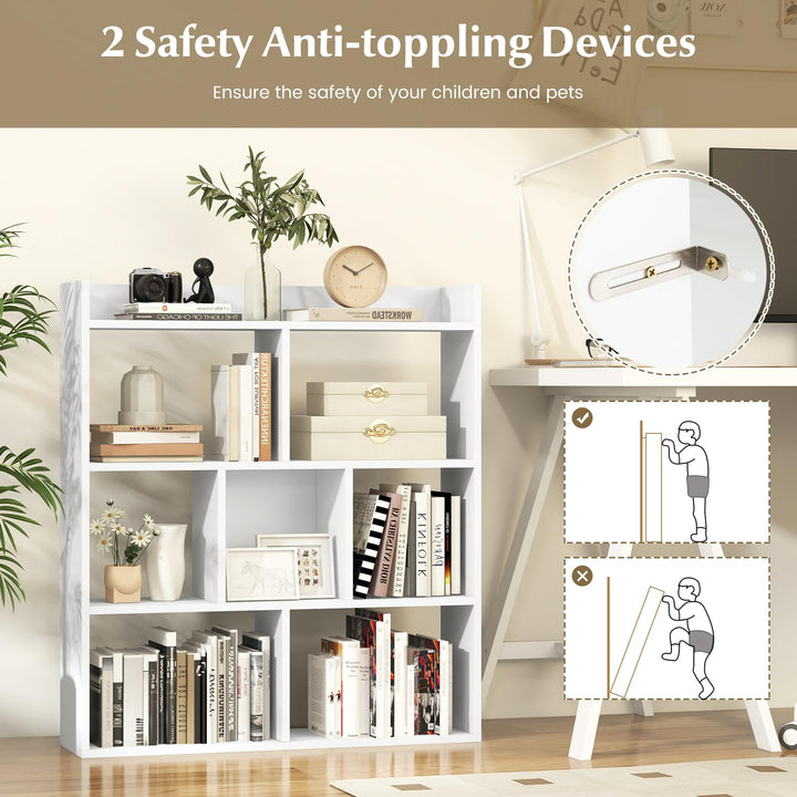 Giantex 7 Cube Bookshelf with Anti Toppling Devices for Living Room