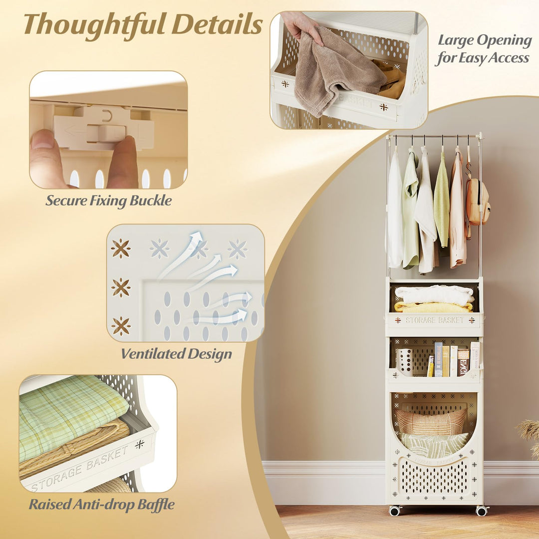 Giantex 4-Tier Laundry Cart with Hanging Rack