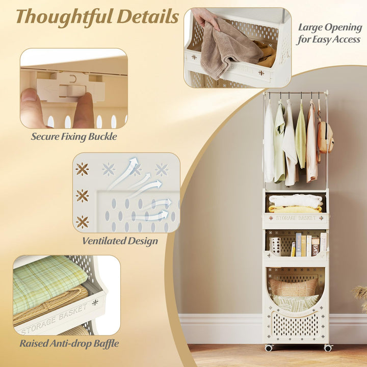 Giantex 4-Tier Laundry Cart with Hanging Rack