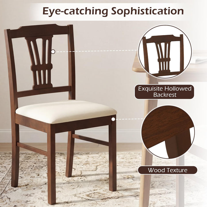 Giantex Wooden Dining Chairs Set of 2/4 Upholstered Kitchen Chairs