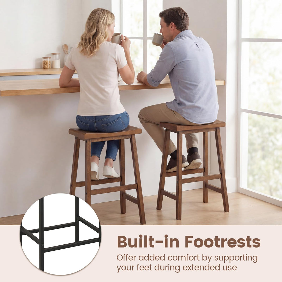 Giantex 24 Inch Counter Height Saddle Bar Stools with Footrest (2/4)