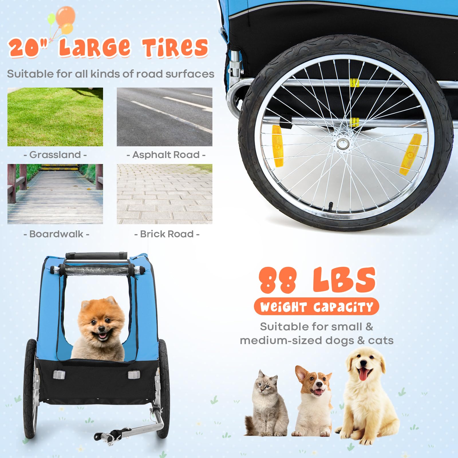 Giantex Dog Bike Trailer Pet Stroller, Small Medium Dog Bicycle Trailer Carrier Wagon