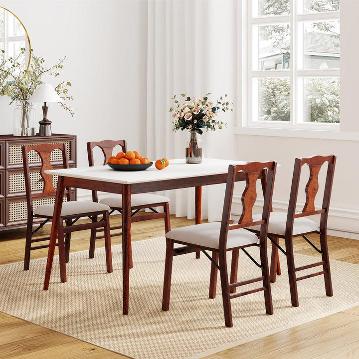 Giantex Folding Dining Chairs Set of 2/4 Upholstered Dining Chairs with Comfy Padded Seats