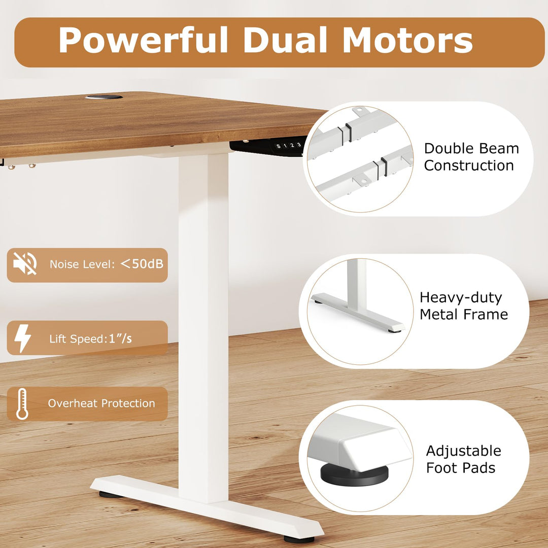 Giantex Electric Dual Motor Standing Desk | 55" x 28" Height Adjustable Sit Stand Computer Workstation w/3 Memory Height