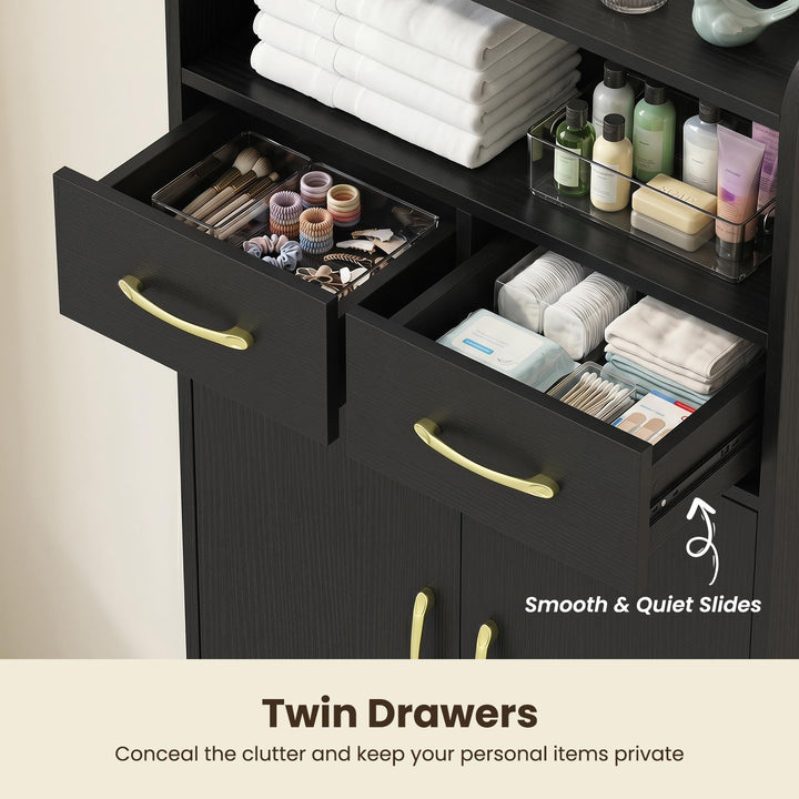 Giantex Freestanding Bathroom Storage Cabinet with 2 Drawers and 2 Doors