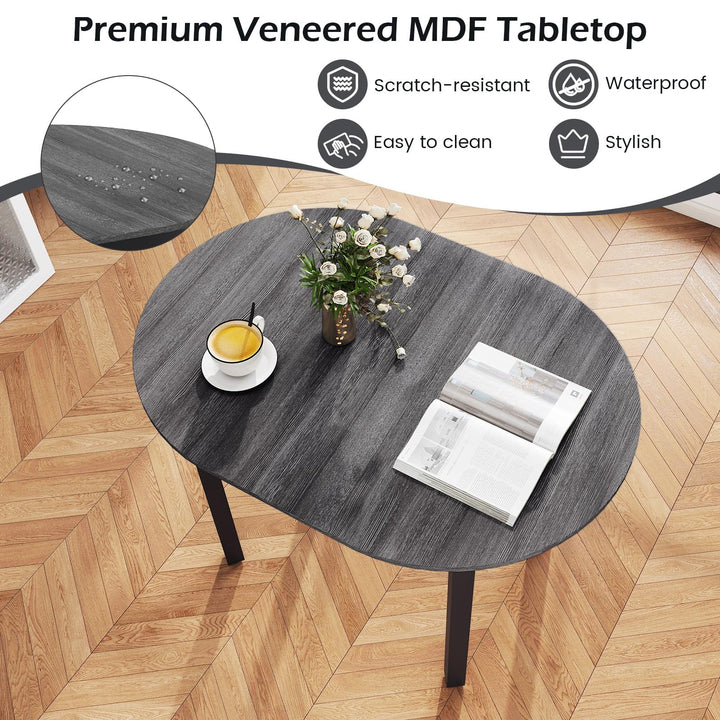 43" Wooden Dining Table for 2-4 People, Oval Kitchen Table w/Rubber Wood Legs
