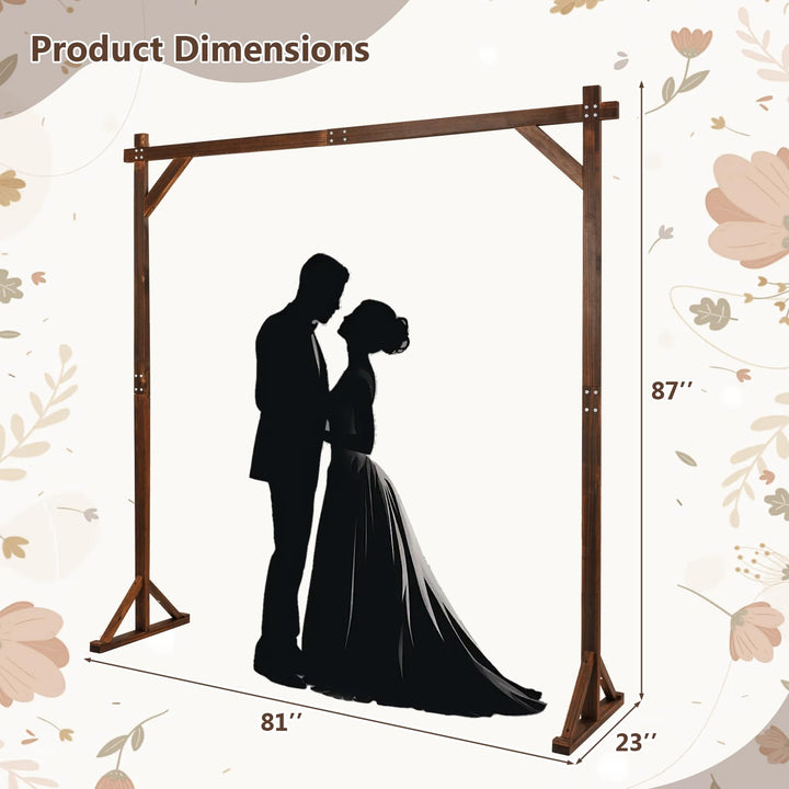 Giantex 87" Wood Wedding Arbor Backdrop Stand with Ground Stakes