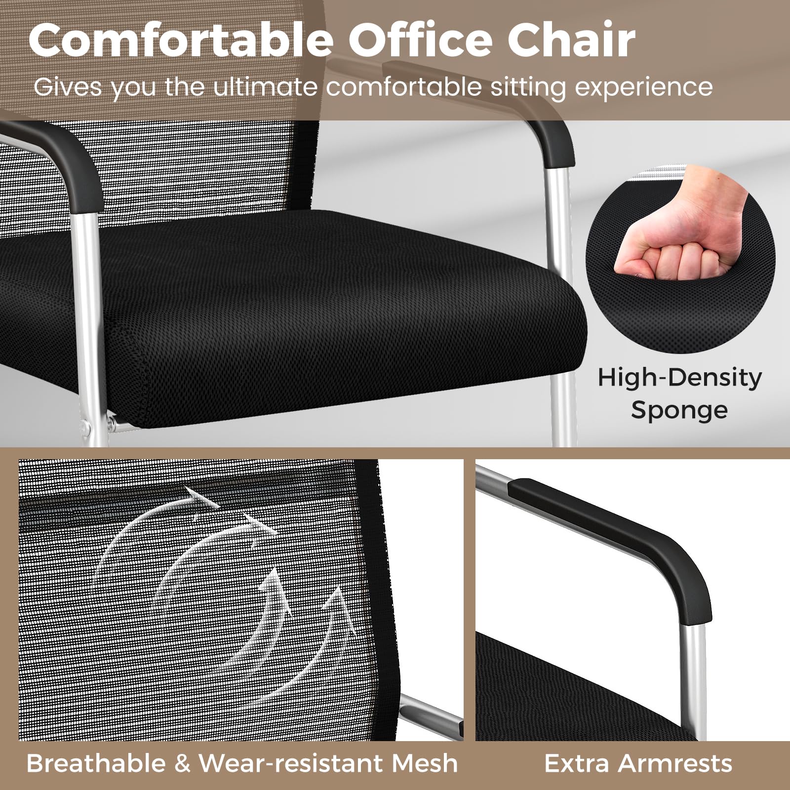 Giantex Waiting Room Chairs, Office Guest Chairs, Lobby Chairs with Metal Sled Base & Armrests