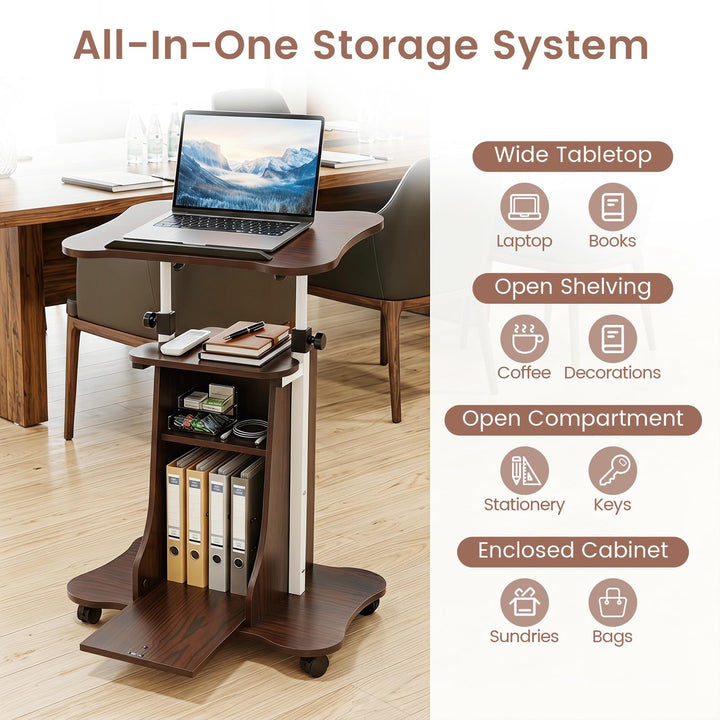 Giantex Mobile Podium Stand | Height Adjustable Laptop Computer Cart w/Tilting Top (1/2)