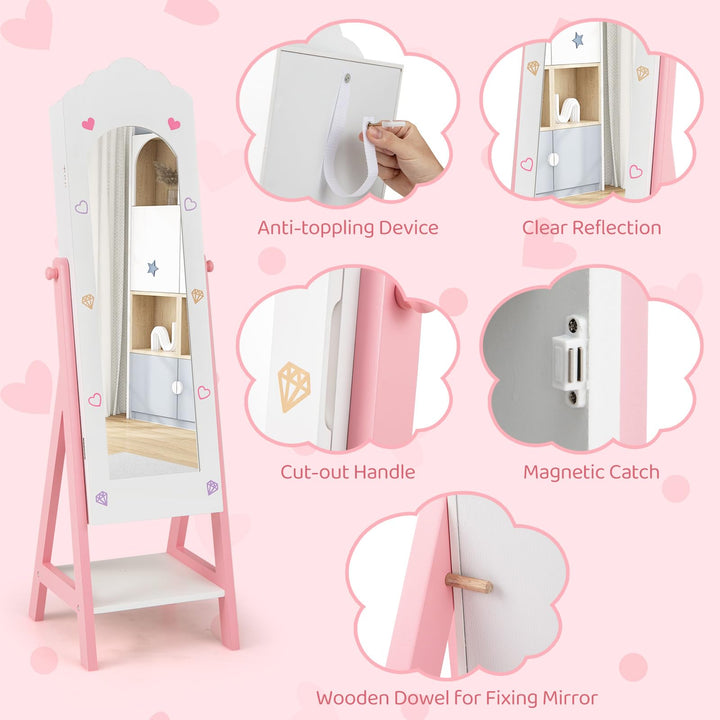CHARMAID Kids Jewelry Organizer with Full Length Mirror