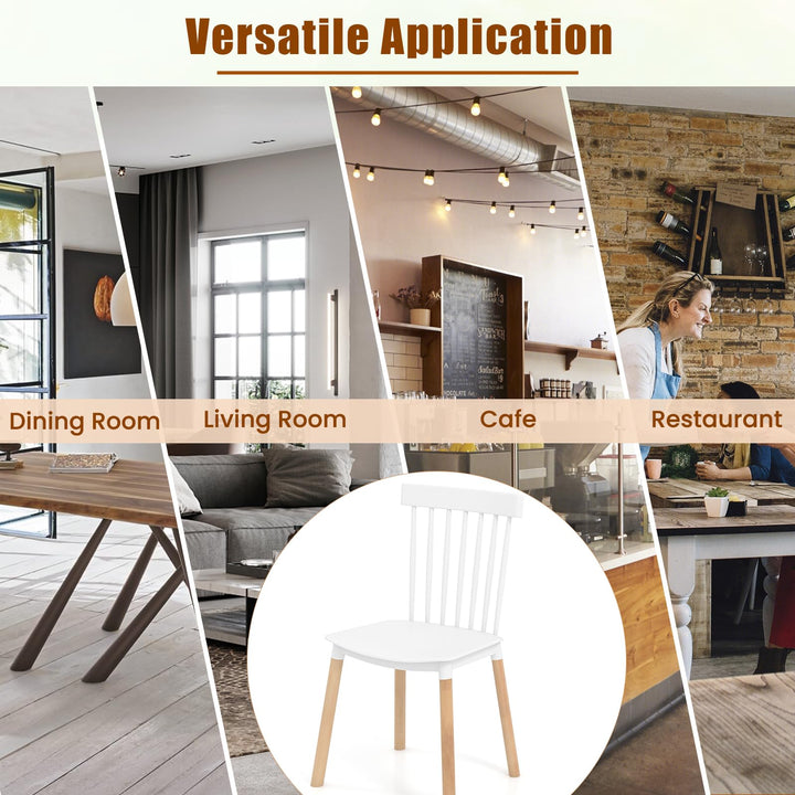 Giantex Set of 4 Windsor Dining Chairs White, Modern Kitchen Chairs w/Spindle Backs & Curved Seats
