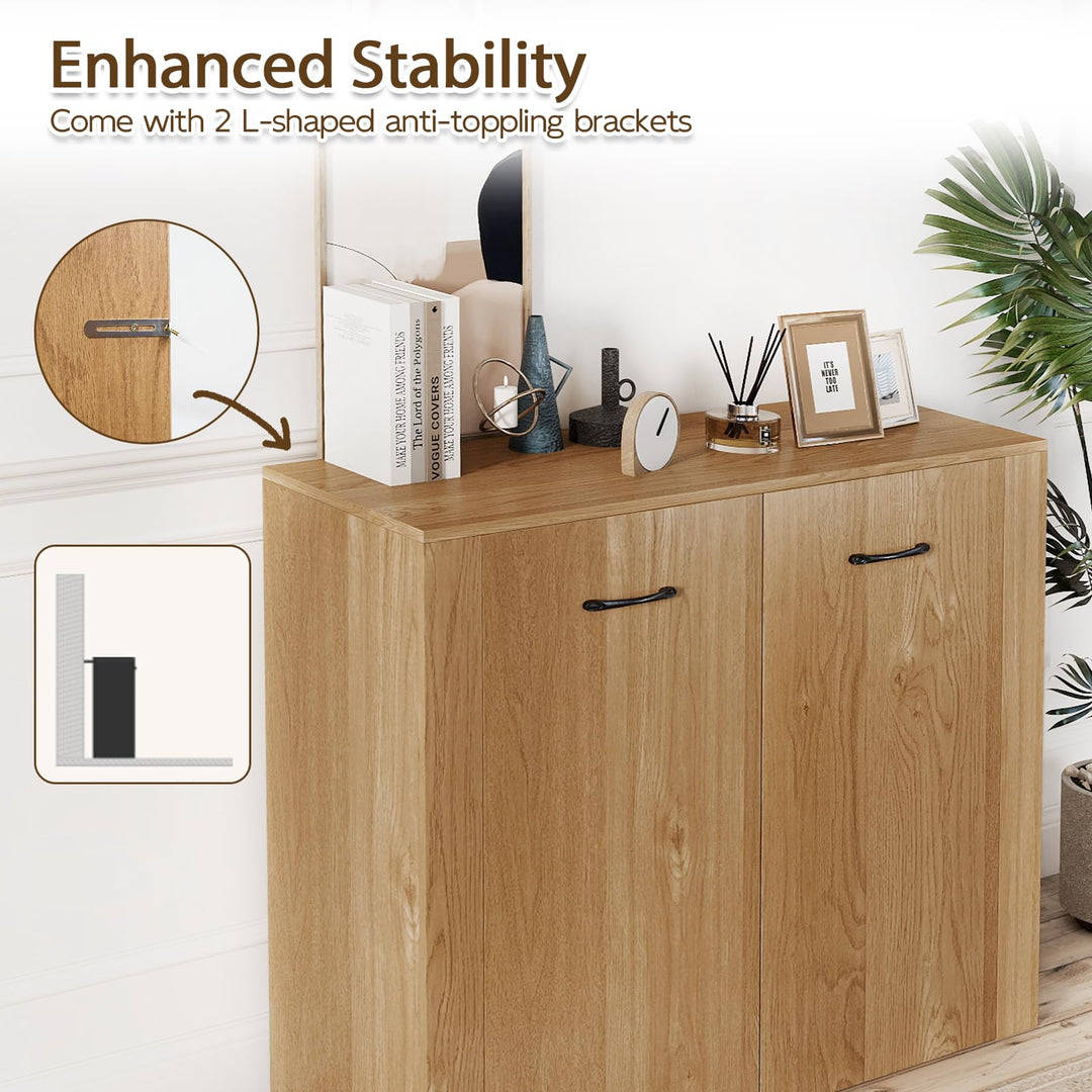 Giantex 38" Modern Storage Cabinet with 2 Doors and 4 Cubic Shelves