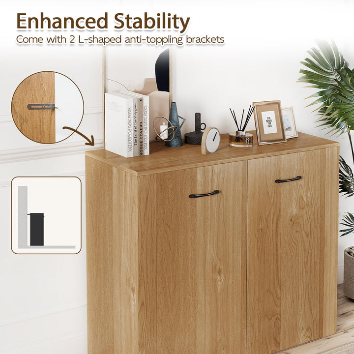 Giantex 38" Modern Storage Cabinet with 2 Doors and 4 Cubic Shelves