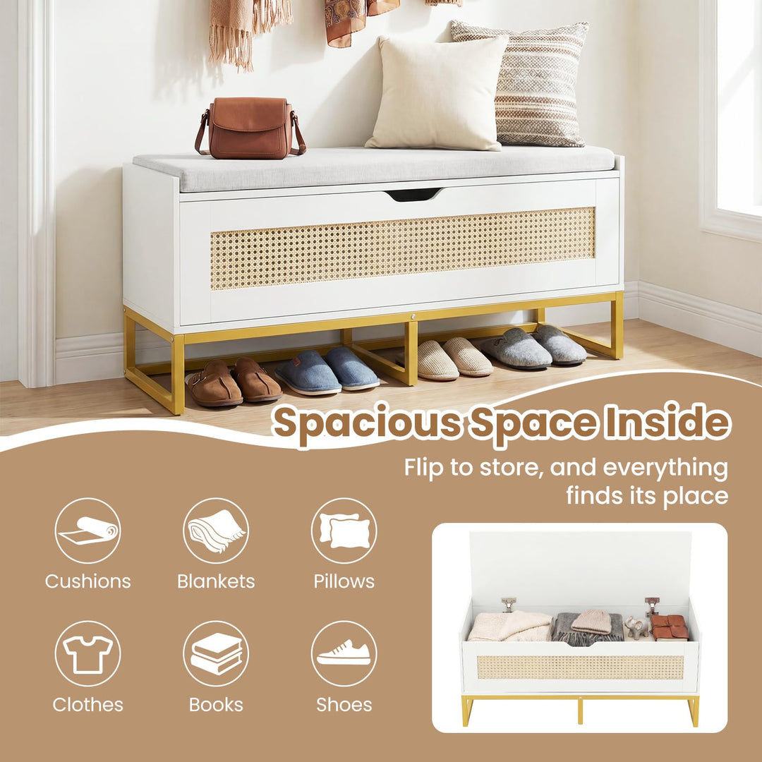 Giantex Flip-Top Entryway Bench with Removable Padded Seat &amp; Hidden Storage