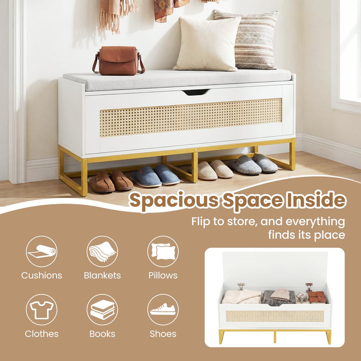 Giantex Flip-Top Entryway Bench with Removable Padded Seat &amp; Hidden Storage