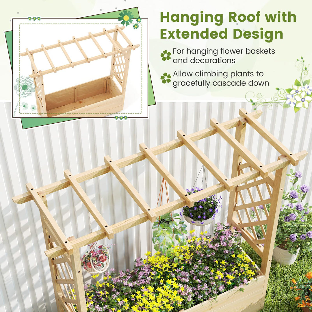 Giantex Raised Garden Bed with Sided Trellis and Hanging Roof
