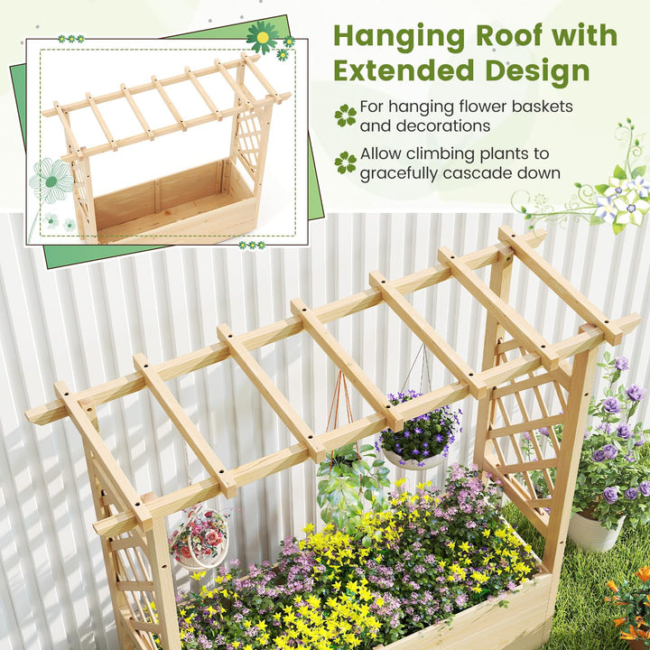 Giantex Raised Garden Bed with Sided Trellis and Hanging Roof