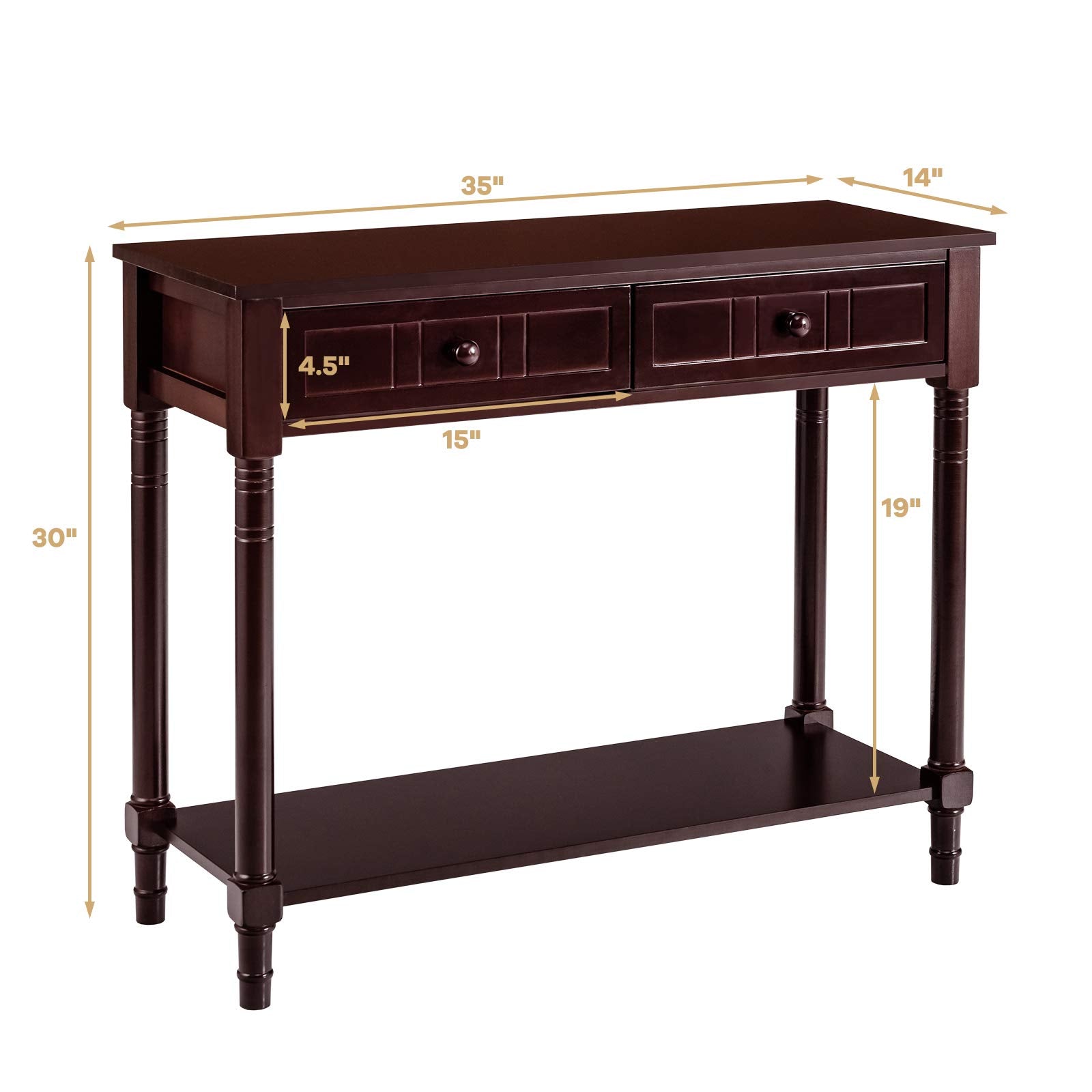 2-Tier Console Table with Drawers and Storage Shelf Hall Table