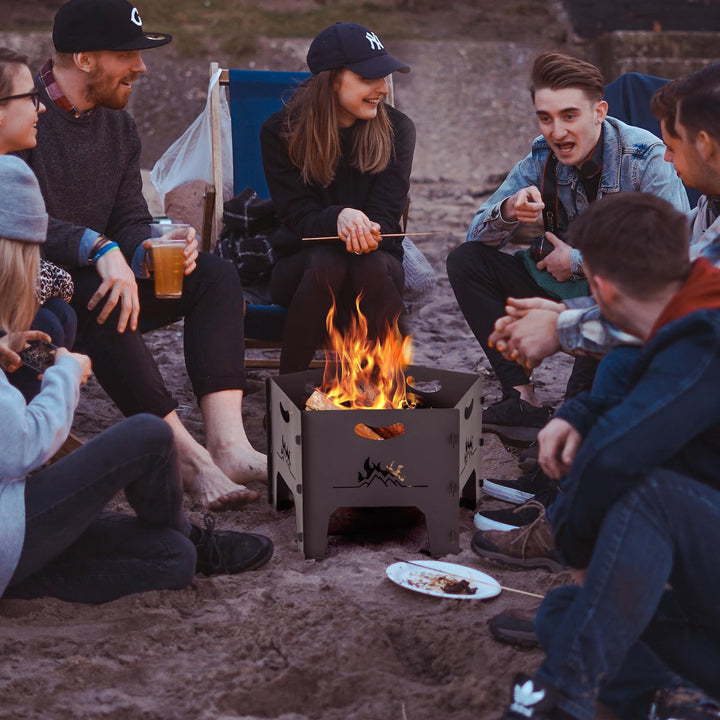 Giantex Portable Fire Pit for Outside - 19" Collapsible Wood Burning Fire Pit