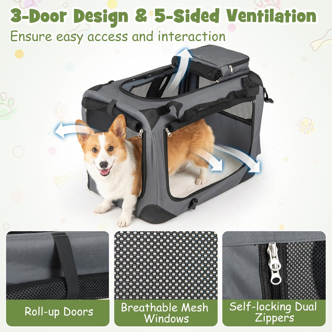 Giantex Folding Soft Dog Crate with 5-Sided Mesh