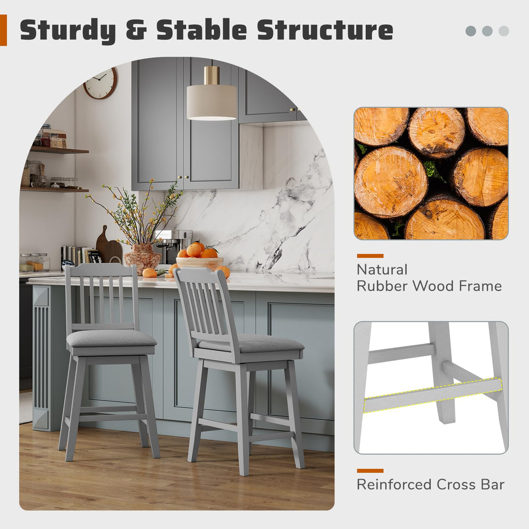 Giantex 25" Modern Bar Stools Set of 2/4 360° Swivel Counter Height Chairs