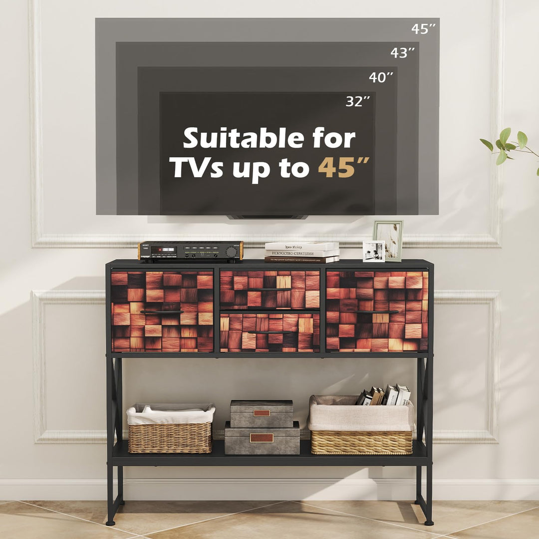 Giantex 39" Console Table with 4 Fabric Drawers