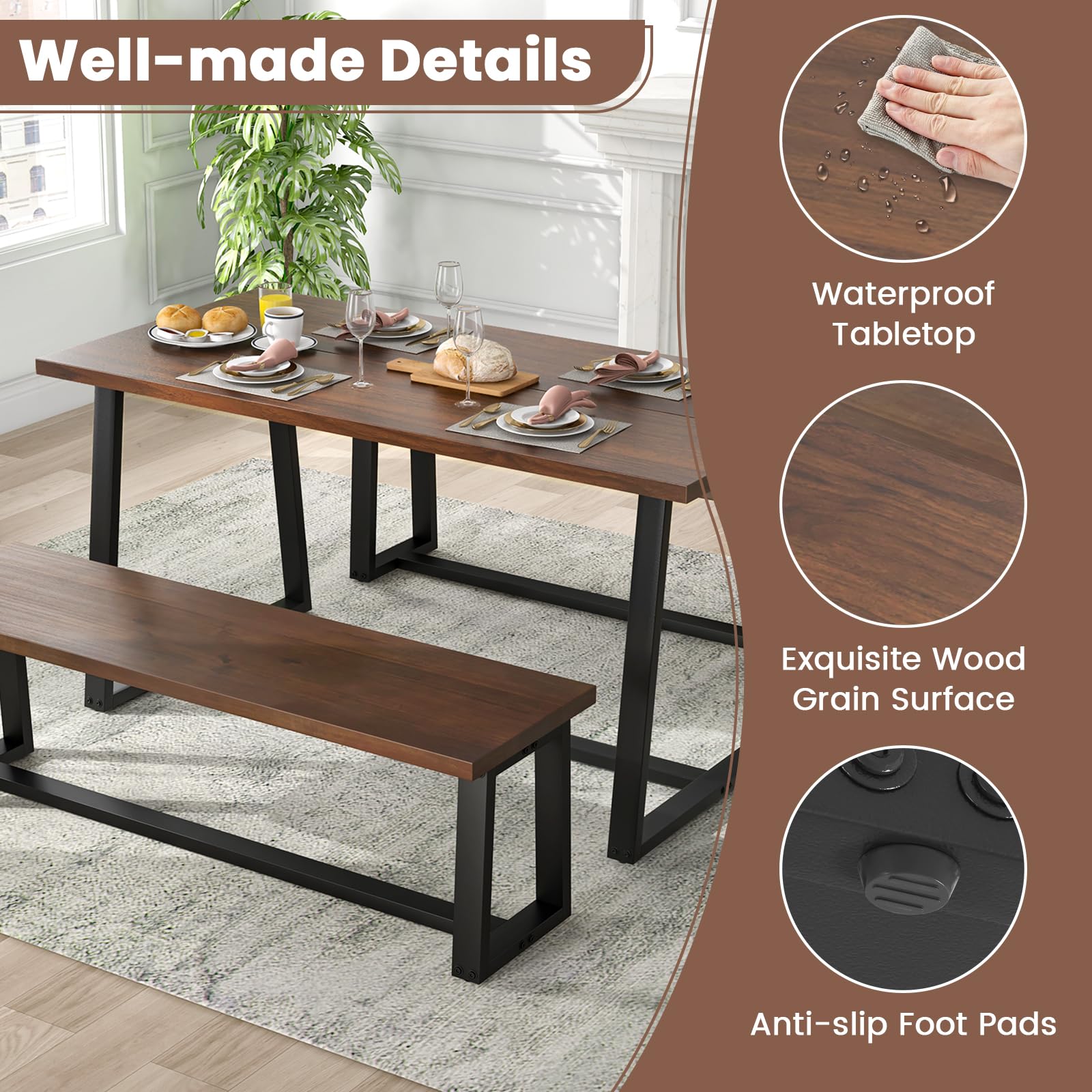 Giantex 63" Large Dining Table for 4-6