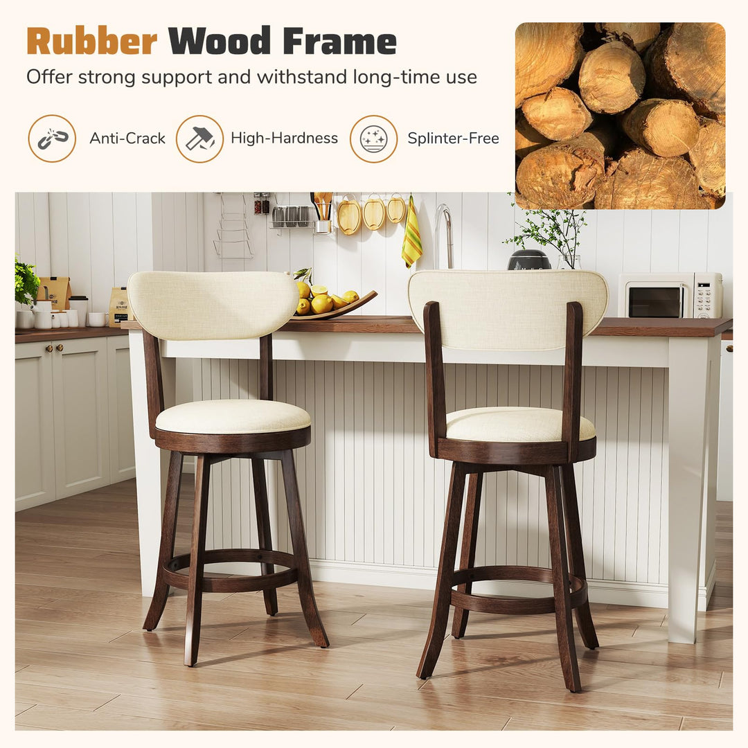 Giantex 25.5" Counter Height Upholstered Linen Barstools