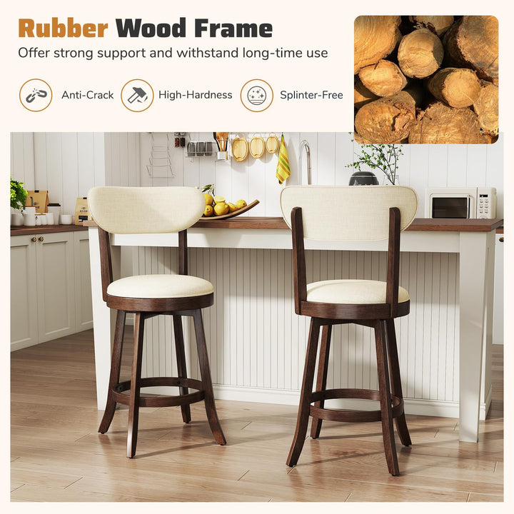 Giantex 25.5" Counter Height Upholstered Linen Barstools