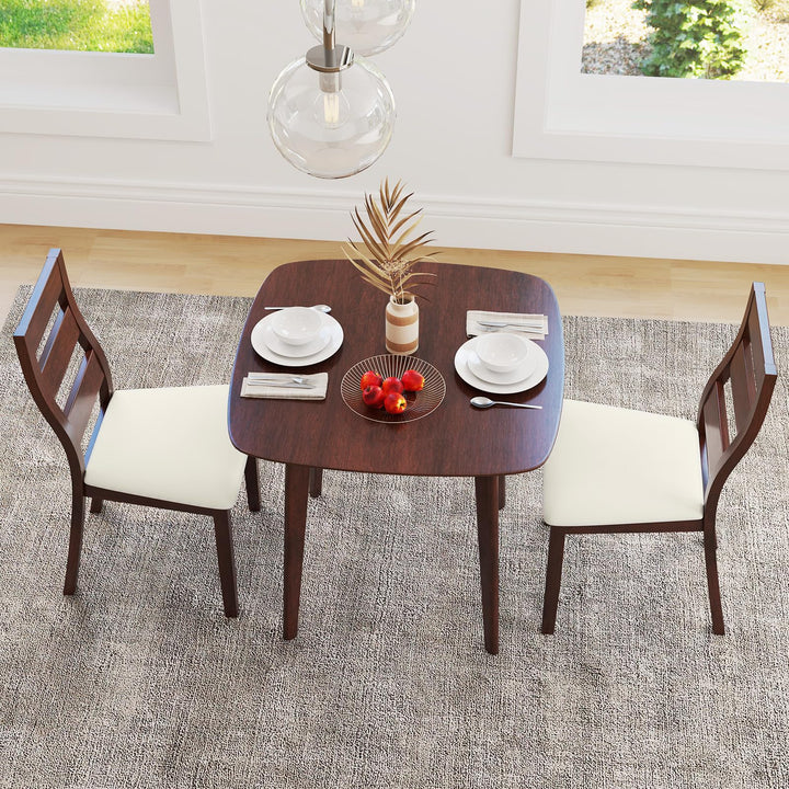 Giantex Wooden Square Kitchen Table and 2 Chairs with Padded Seat