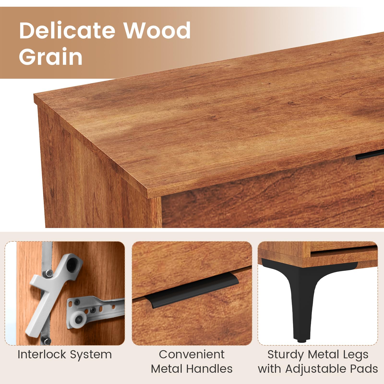 Giantex Wooden Storage Cabinet with Anti-Tip Kit & Sturdy Metal Legs