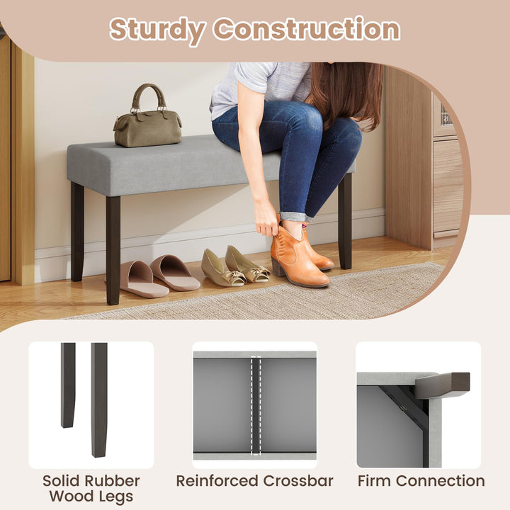 Giantex 40.5" Upholstered Entryway Bench with Padded Seat & Solid Rubber Wood Legs Load 400Lbs