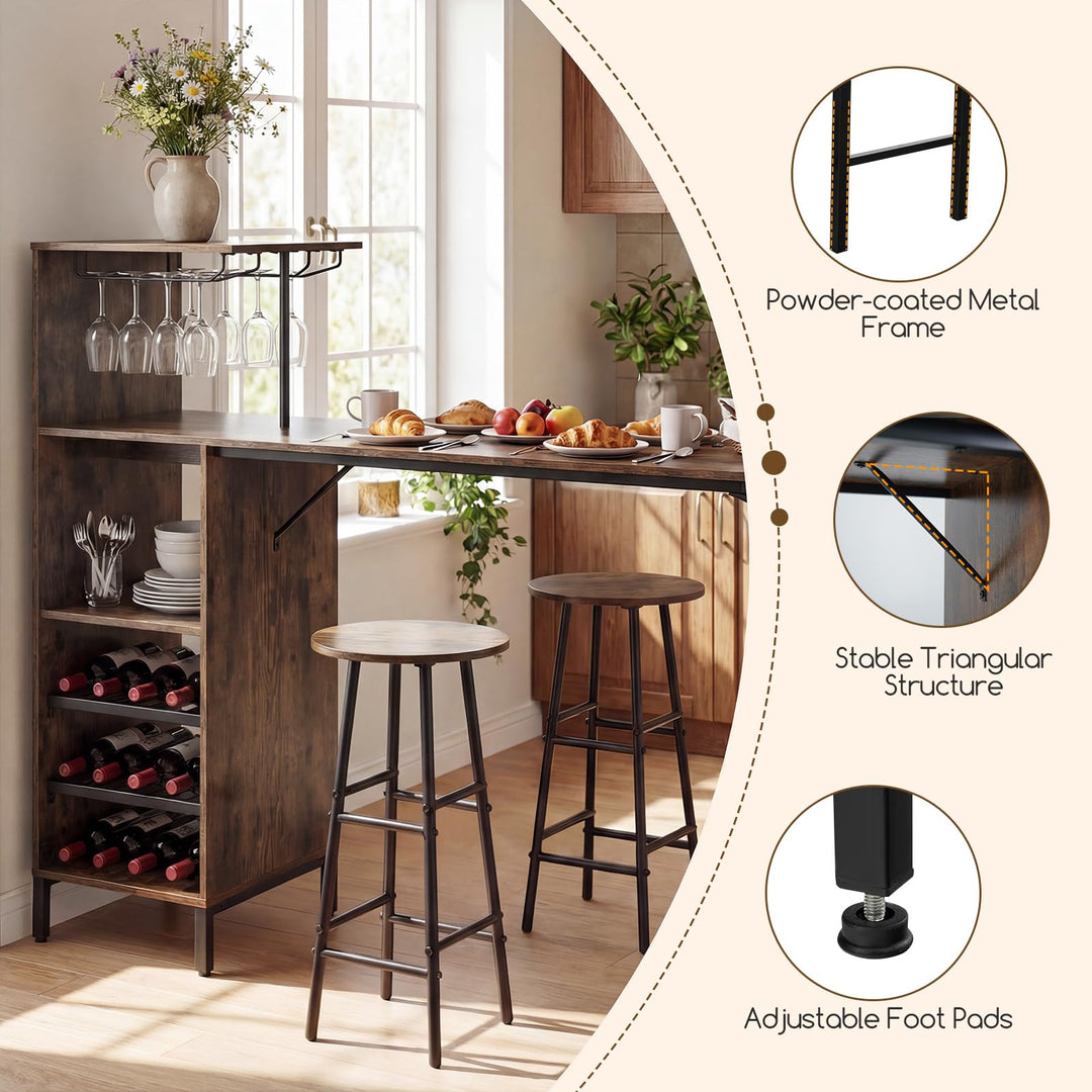 Giantex 3 Pieces Bar Table and Stools Set for Home