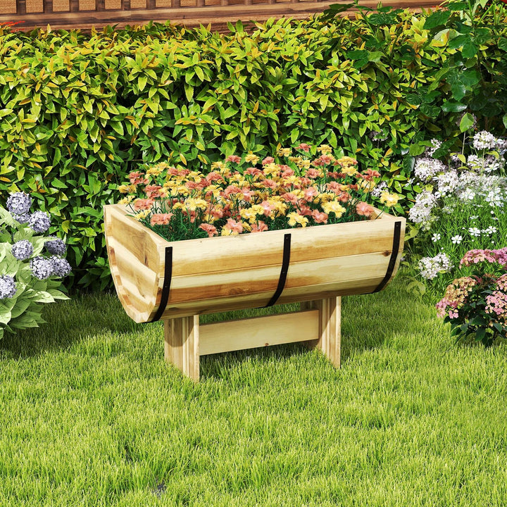 Giantex Half Barrel Raised Garden Bed for Flower Vegetable Fruit