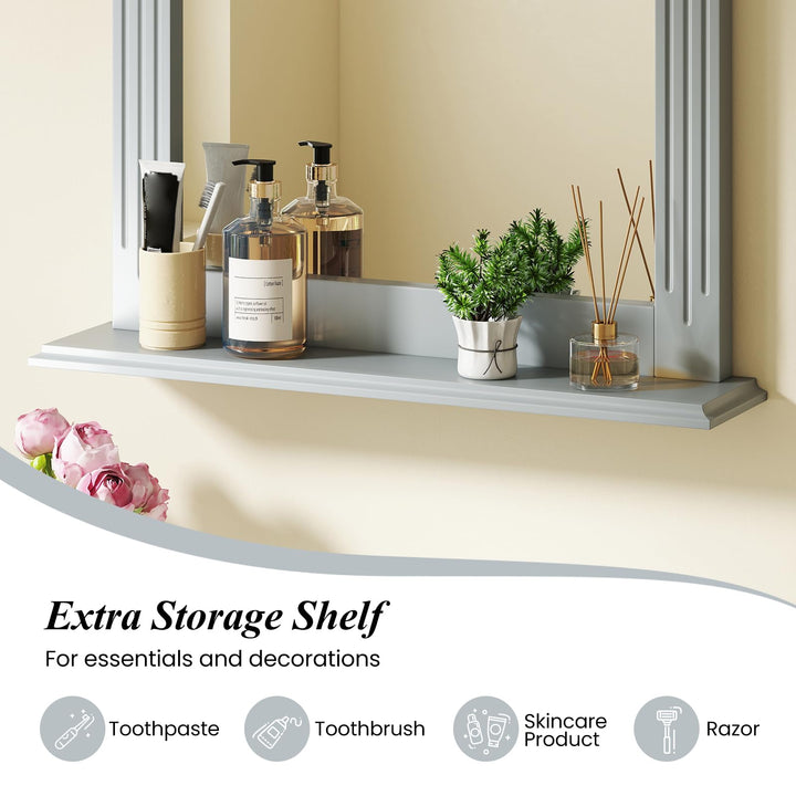 Wooden Frame Modern Rectangular Hanging Vanity Makeup Mirrors for Washroom