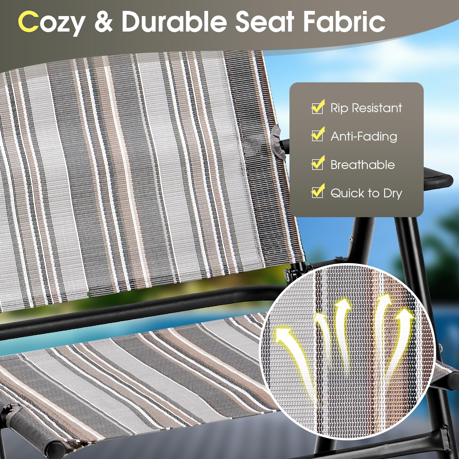Giantex Patio Chairs Set of 2/4, Outdoor Folding Chairs with Armrests, Metal Frame