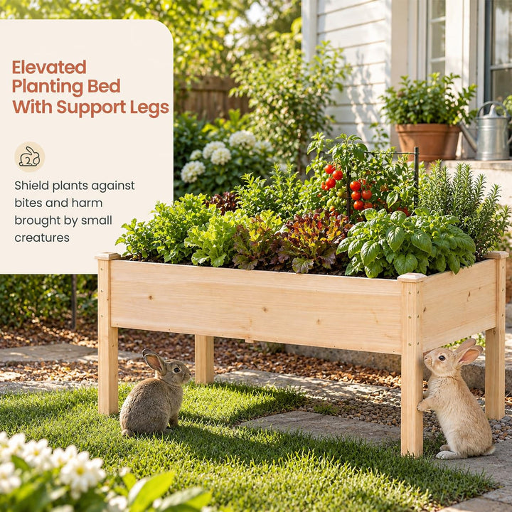 GIANTEX 48" Fir Wood Raised Garden Bed with Legs (1/2)