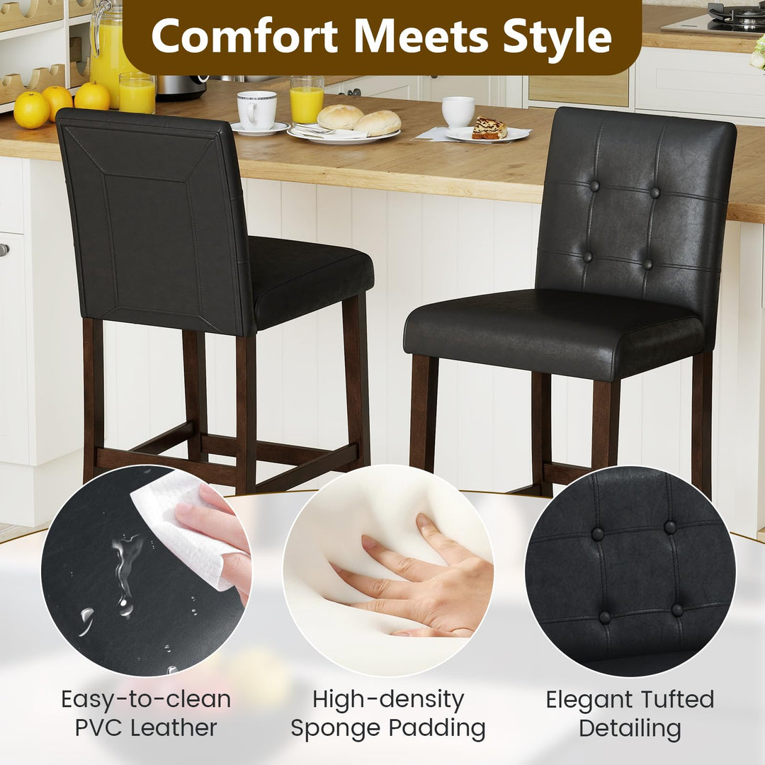 Giantex Bar Stools Set of 2/4 with Button Tufted Back