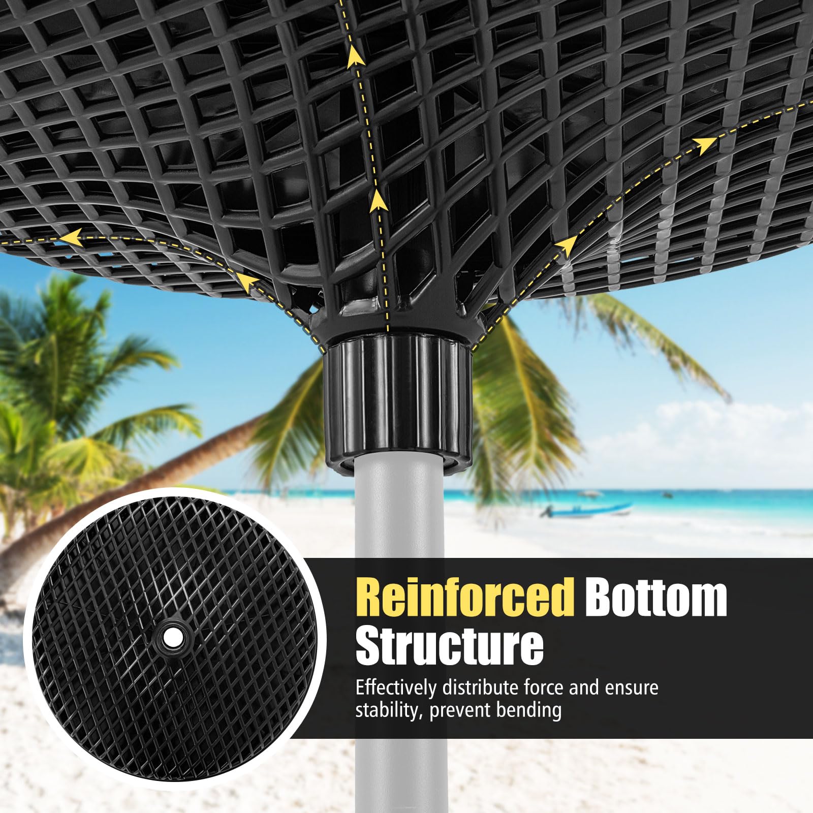 Patio Umbrella Table Tray - 23'' Portable Outdoor Side Table with Umbrella Hole for 1.5", 1.34" & 1.26" Poles