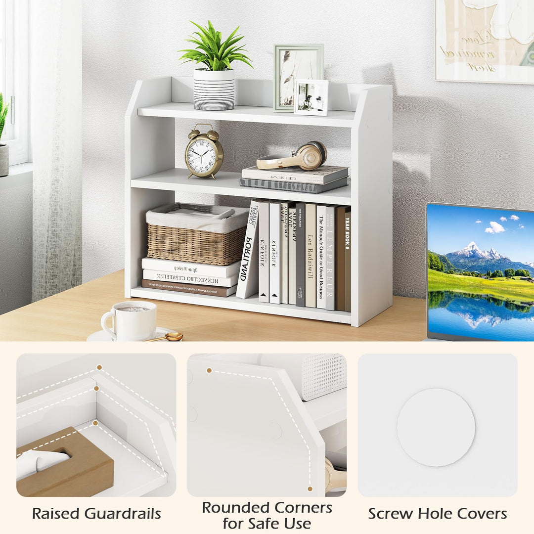 Giantex 3-Tier Desktop Bookshelf Small Wood Countertop Organizer(1/2)