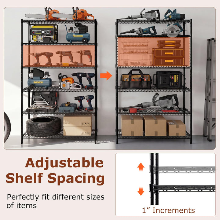 Giantex 6-Tier Metal Storage Shelving Unit with V-Shaped Wire Rack for Home Garage