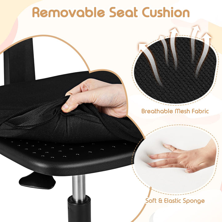 Giantex Armless Kids Desk Chair | Rolling Study Chair with Wheels &amp; Adjustable Height