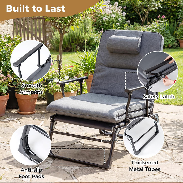 Giantex Folding Patio Lounge Chair with 6-Level Adjustable Backrest