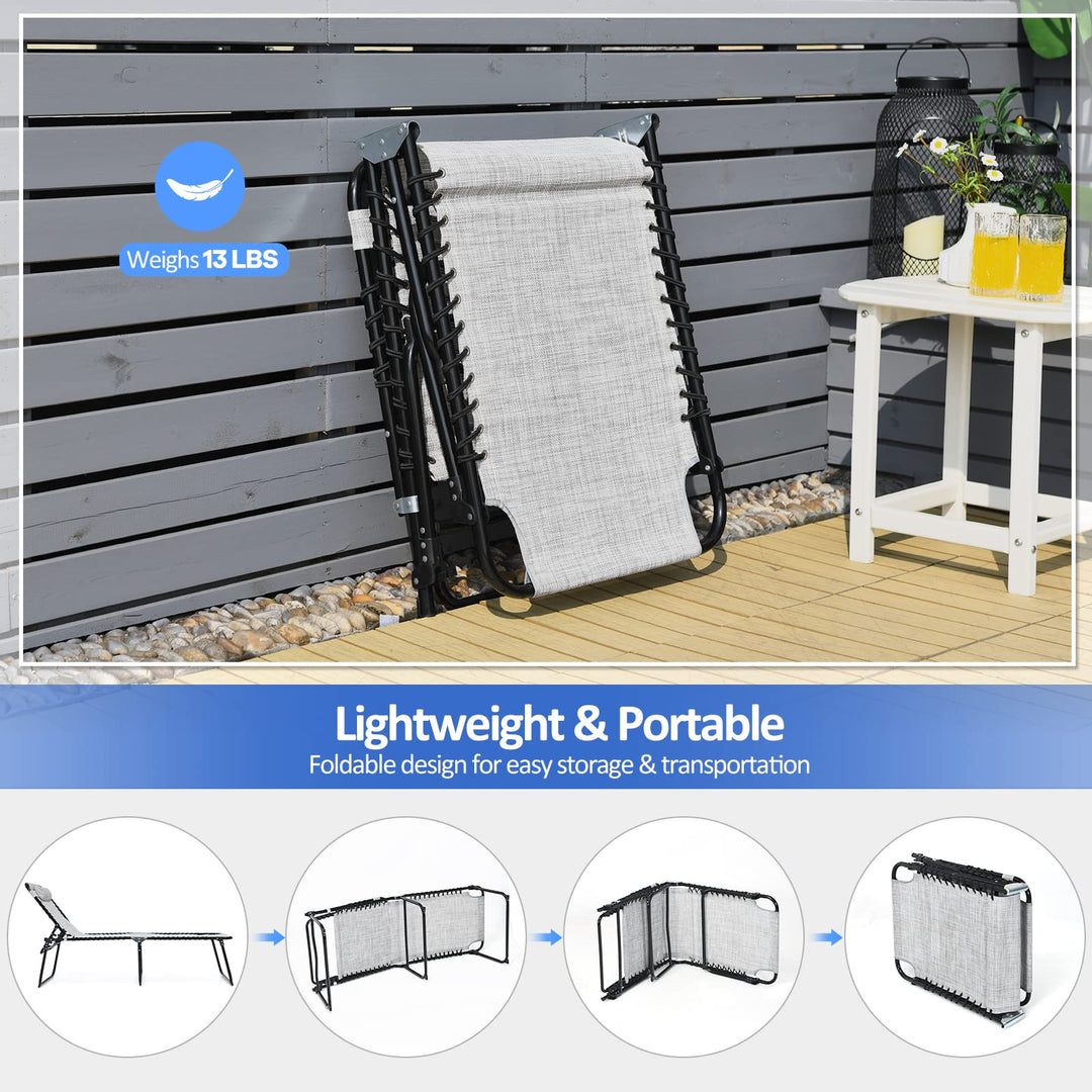 Giantex Patio Chaise Lounge Chair Foldable W/Adjustable Positions