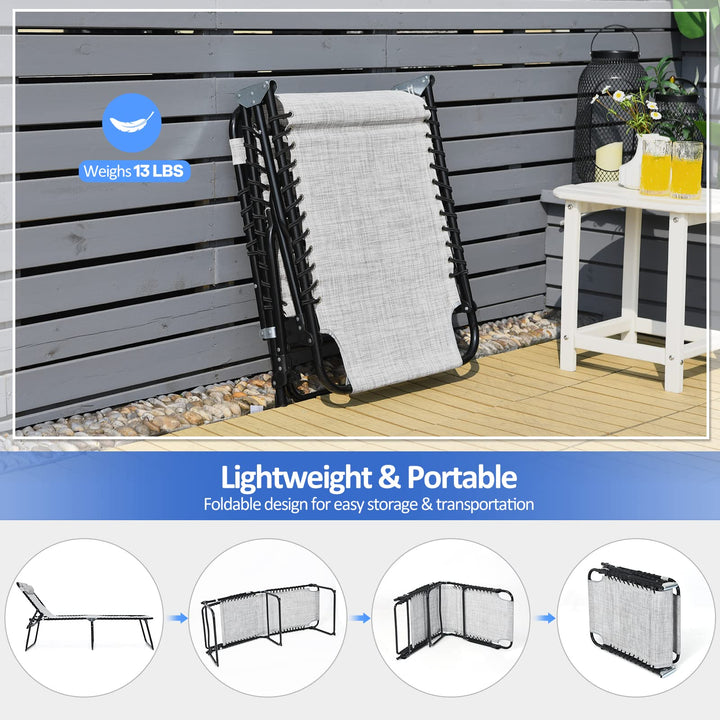 Giantex Patio Chaise Lounge Chair Foldable W/Adjustable Positions