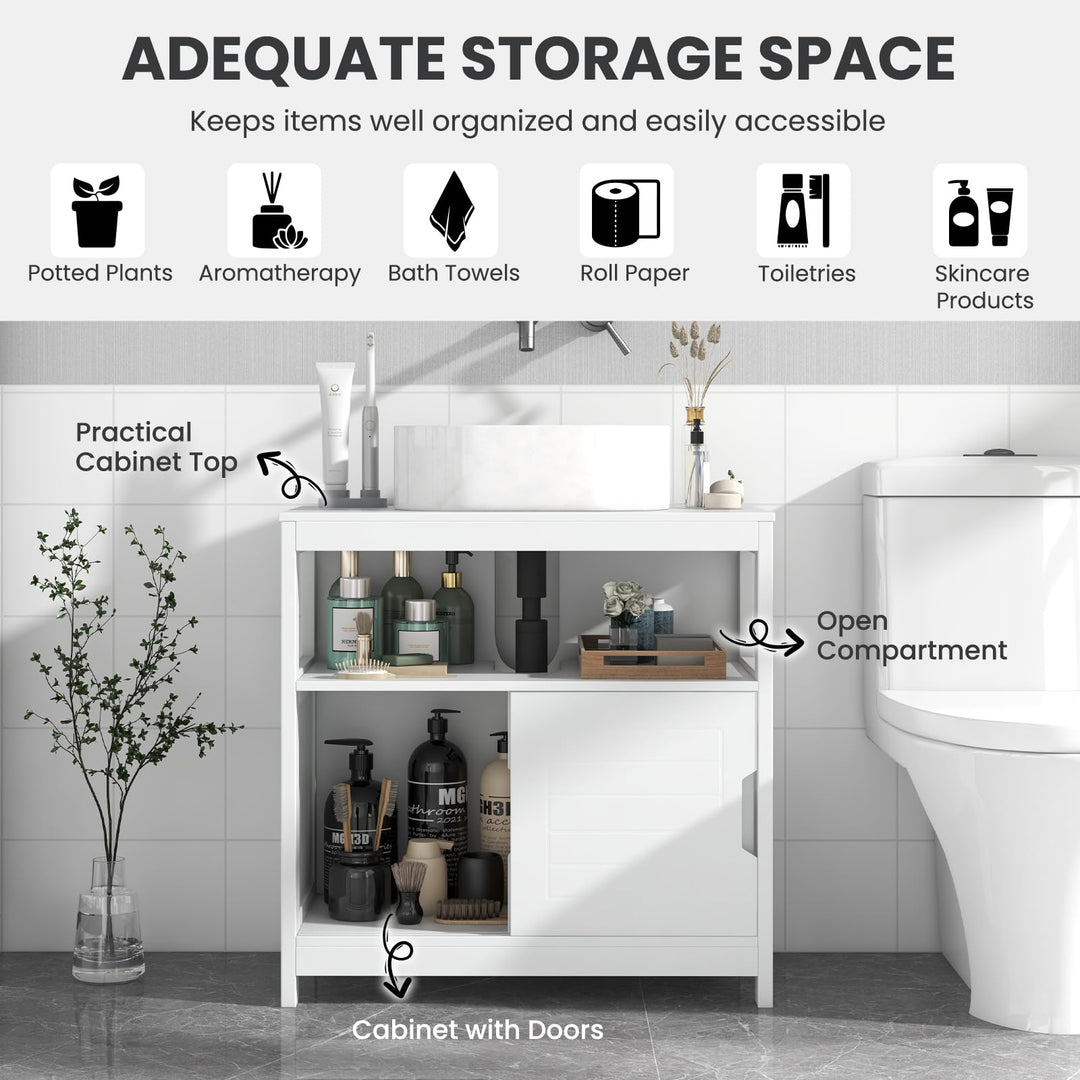 Giantex Pedestal Sink Storage Cabinet - Bathroom Vanity Without Vessel Sink, Storage Cabinet, Bathroom Space Saver Organizer
