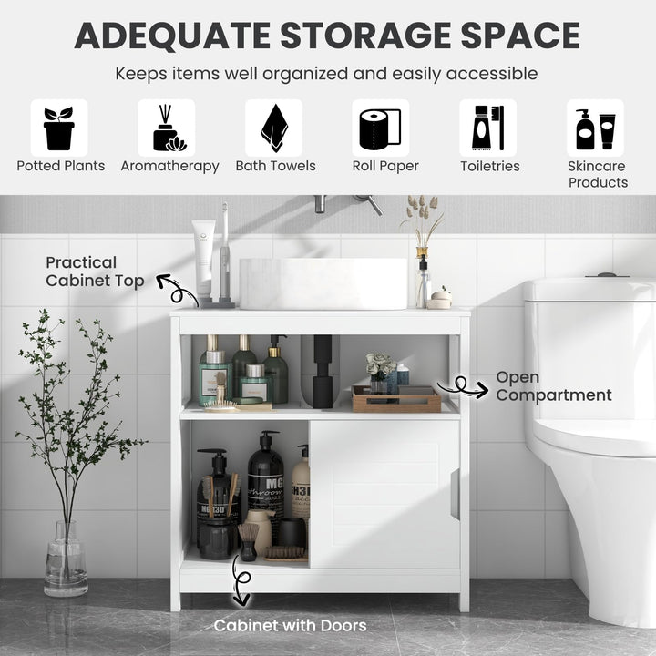 Giantex Pedestal Sink Storage Cabinet - Bathroom Vanity Without Vessel Sink, Storage Cabinet, Bathroom Space Saver Organizer