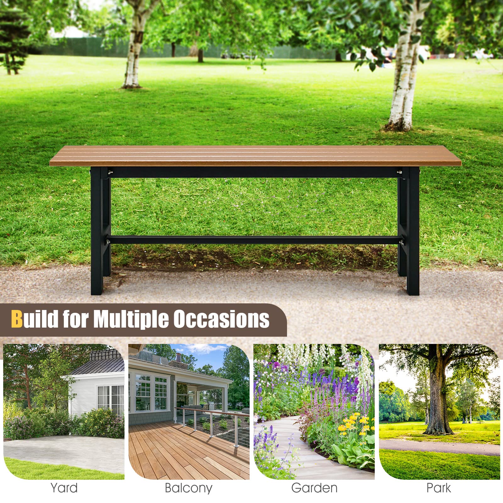 Giantex 2-Person Outdoor Bench Seat - Backless Patio Garden Bench