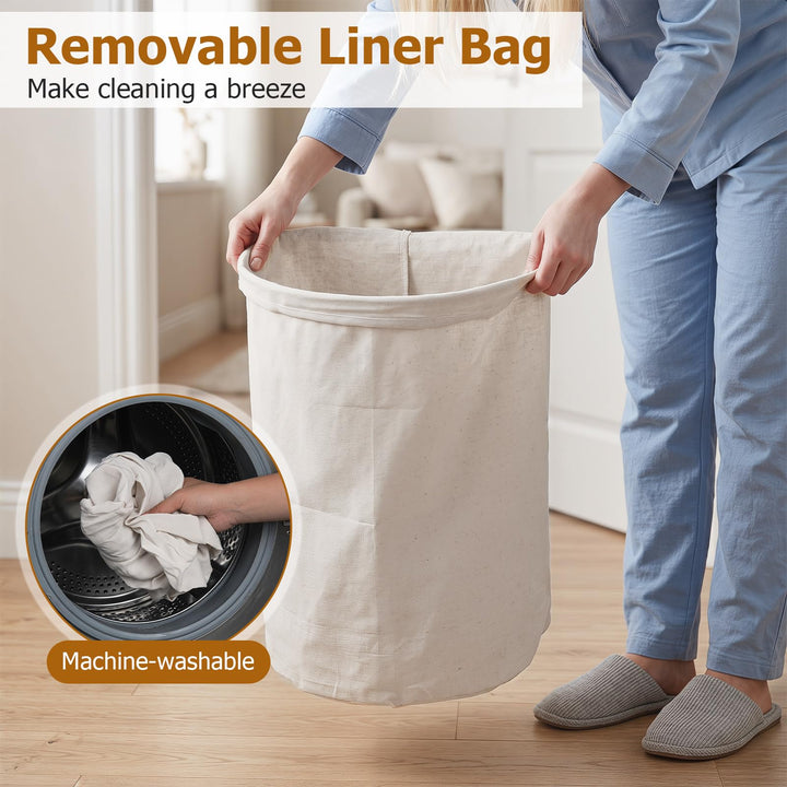 Giantex 16 Gal Bamboo Laundry Hamper with Zippered Lid