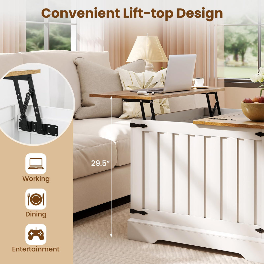 Giantex 31.5" Square Wood Center Table with Large Hidden Storage Compartment & Hinged Lift Top